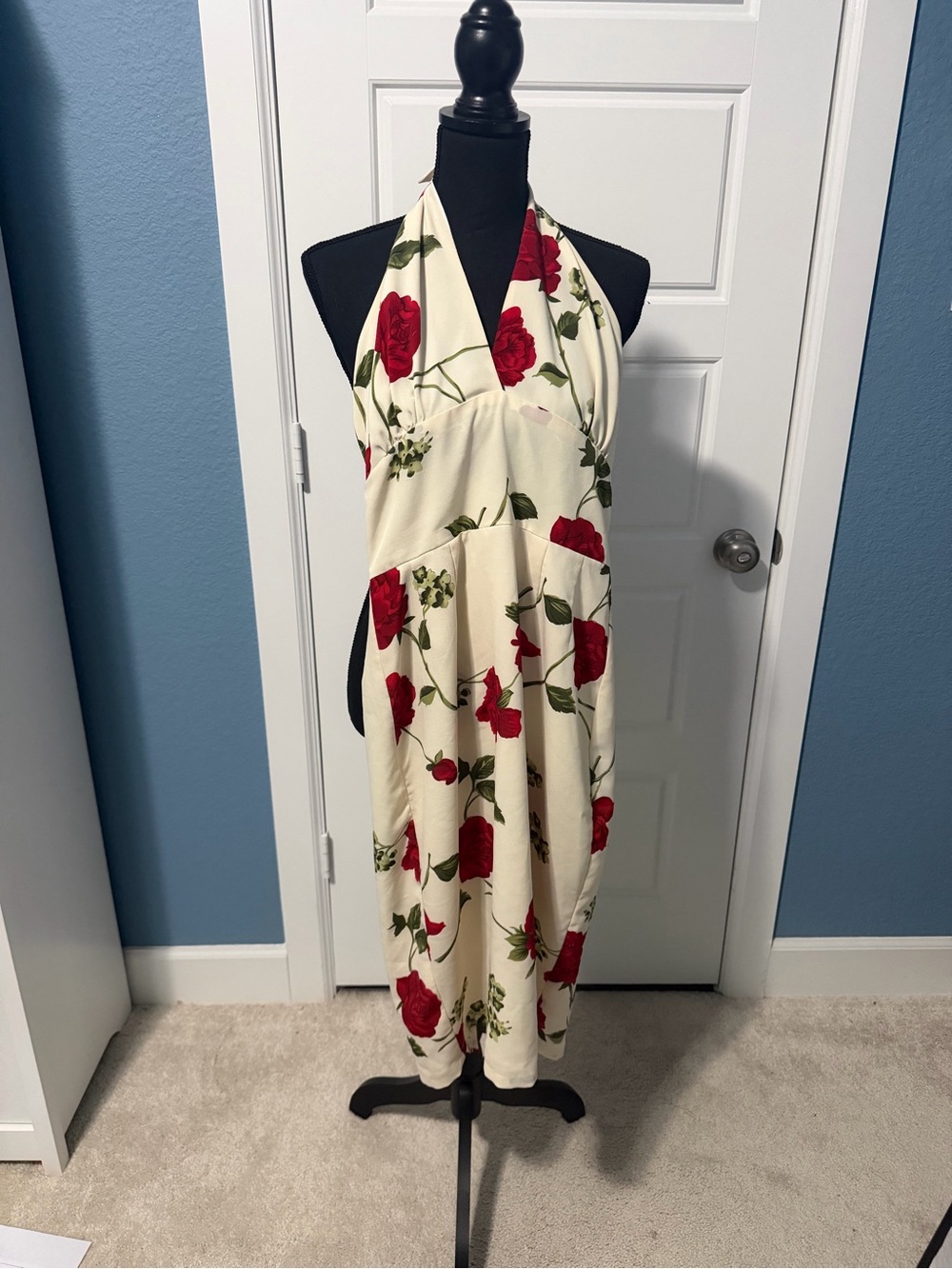 Stop Staring! Rose Halter Floral Midi Dress  (make reasonable offer)